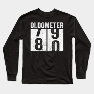 80Th Birthday Gift Funny Oldometer 7980 80 Years Old Long Sleeve T-Shirt